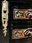   Black Boulle Demilune Chest Commode Nightstand Bedside Table  