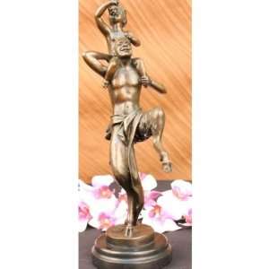  Signed Original Milo Satyr With His Child Dancing Bronze 