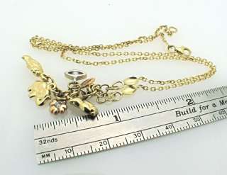 14K tri tone Gold Lucky Symbols Charm Pendant Necklace  