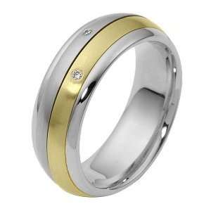   Two Tone 18 Karat Gold Comfort Fit SPINNING Wedding Band Ring   6.25
