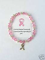 BREAST CANCER AWARENESS SWAROVSKI CHARM BRACELET  
