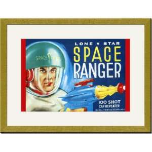  Gold Framed/Matted Print 17x23, Lone Star Space Ranger 100 Shot 