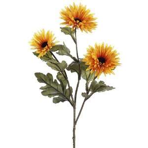  Faux 25 Spider Gerbera Daisy Spray Yellow Gold (Pack of 12 
