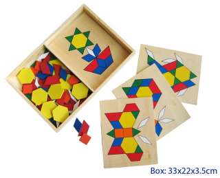   Wooden Educational Tile Puzzle Shape Geometric Learning Kids  