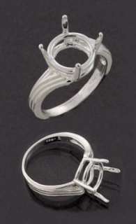 12mm Round Fancy Offset Solid Sterling Silver Ring Setting (.925).
