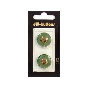    Dill Buttons 20mm Shank Green/Gold 2 pc (6 Pack)