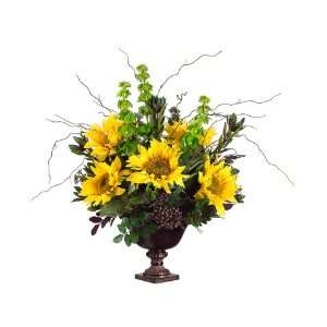   Sunflower/Protea/Bell of Ireland in Urn Yellow Brown