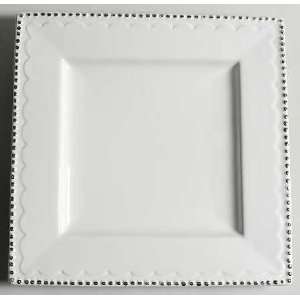  Baum Brothers Antique Beads White Square Dinner Plate 