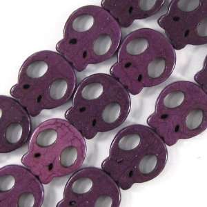    20mm purple turquoise carved skull beads 8 strand