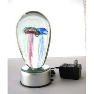  Triple Glass Jellyfish 5.5 in on LED Light Stand New