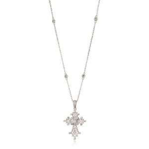 KC Designs Faithfully Yours 14k White Gold and Diamond Cross Diamond 