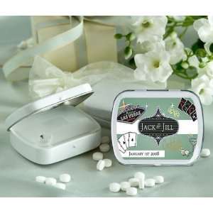 Wedding Favors Green Vegas Theme Personalized Glossy White Hinged Mint 