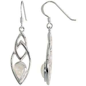   Earrings, w/ Pear Cut Natural Moonstones, 1 5/8 (41mm) tall Jewelry