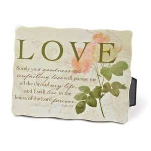   Resin Plaque With Flower Artwork And Verse Psalm 256