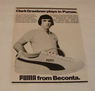 1974 CLARK GRAEBNER Puma tennis shoes ad  