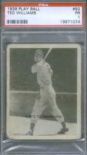 1939 Play Ball 92 (R) Ted Williams PSA 1 (1074)  