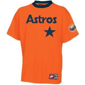  Nike Houston Astros Orange Tackle Ringer T shirt Sports 