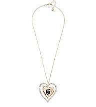 GUESS Heart G Logo Long Chain Rhinestone Necklace Gold Tone BNWT 