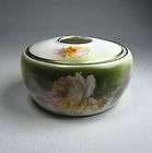 Germany Porcelain Floral Hair Receiver Rose Pink Peach Green 