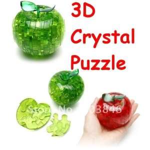 3d apple crystal puzzle with color box christmas gift can 