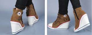   High Heels High Top Sneakers Shoes Black/White/Brown US 5.5~7.5  