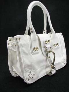 New Large White Button Hook Handbag Purse Tote Bag  