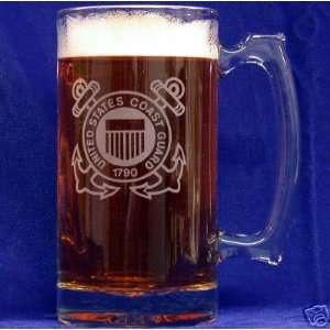    US Coast Guard Emblem Etched 25oz Sports Beer Mug 