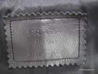 Prada Black Leather Button Down Long Sleeve Jacket M  