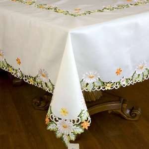  60x90 White Tablecloth Embroidered