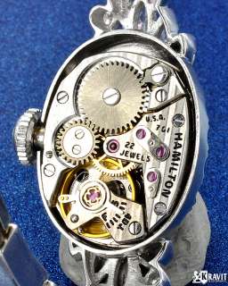 Ladies 14K White Gold Diamond Hamilton Watch Circa 1950s  