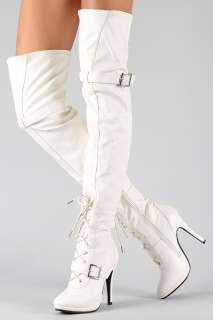   Almond Toe Thigh High Boot White winter weather Jessica 8  