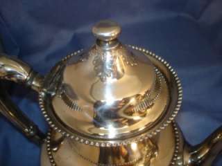Vntg LOVELY Victorian REED & BARTON Tea Coffee Set Beaded Silver Plate 