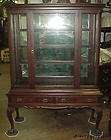   Carved Mahogany Queen Anne China Display Cabinet Spanish Foot