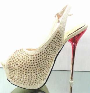 Royal Glitter Bead Slingbacks Party Maid Super High Heels Bridal shoes 
