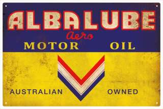 ALBA LUBE MOTOR OIL Vintage Tin Sign  