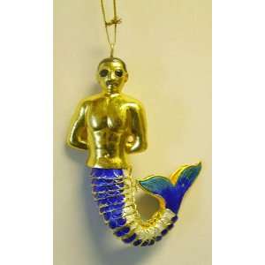  Enamel Merman blue tail decoration 5 by 3 1/4 Kitchen 