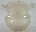   Iridescent Bohemian Art Glass Bowl w/ Ruffled Rim Art Nouveau Style