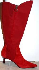 New Donald Pliner Red Boots Suede Knee 5.5  