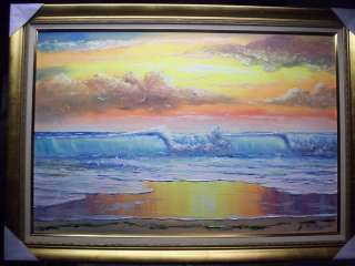 Fantastic Original Oil Painting SOFA SIZE SUNNY SEASCAPE Mazz Art 