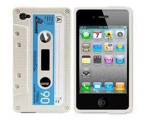 White Retro Cassette Tape Silicon Case For iphone 4G 4S  