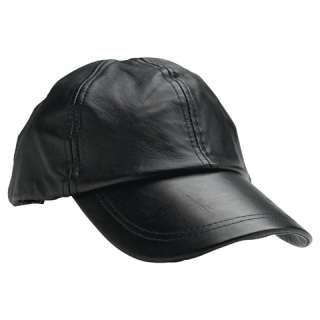 Solid Genuine Leather Black Blank Plain New Baseball Cap Hat Free 