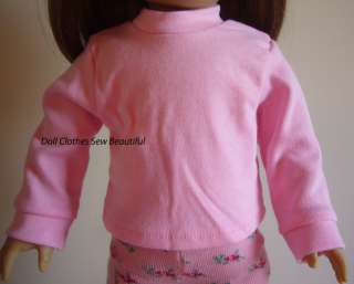   Clothes fit American Girl Pink Long Sleeve T Shirt Turtleneck  