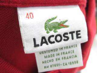 LACOSTE Red Short Sleeve Polo Shirt Top Size 40  