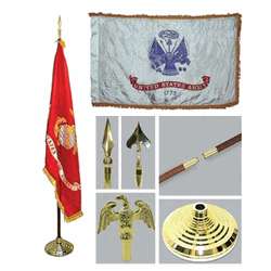New 3x5 U.S Military Indoor Flag Pole Parade Set/Kit  