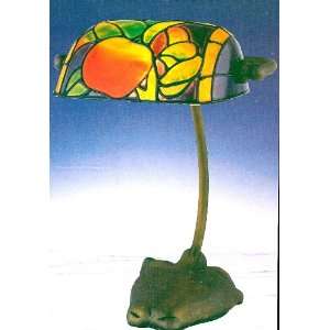 Multicolored Apple Fruit Tiffany Style Bankers Lamp, Bulb Included. 10 