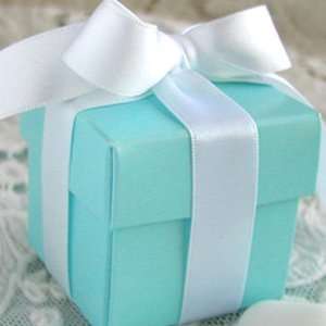  Aqua Favor Boxes With Ribbon   Set of 10 Health 