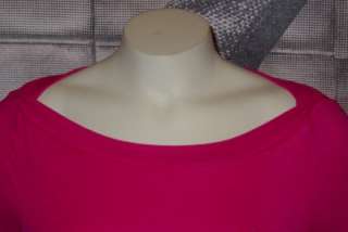 XS*S*M*L* BEBE RHINESTONE LOGO azalea pink 3/4 sleeve ribbed top shirt 