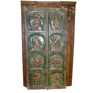   Multi Color Carved Door Wall Panel India Decor 72x36