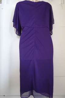 ONYX Nite new purple draped style short sleeve dress womens 14 W 