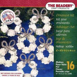 Beaded Christmas ORNAMENT KIT Makes 16 FROSTED WREATHS  